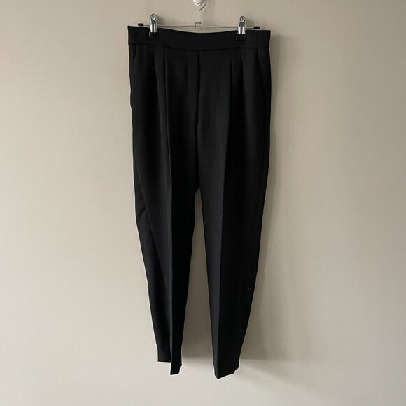 Aritzia Babaton Cohen Pull On Mid Rise Pleated Straight Cropped Pants Black 4 - Picture 2 of 9